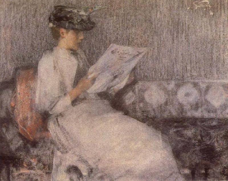 James Guthrie The Morning paper France oil painting art